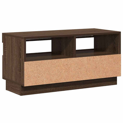 Tv-bänk med LED-belysning brun ek 80x35x40 cm