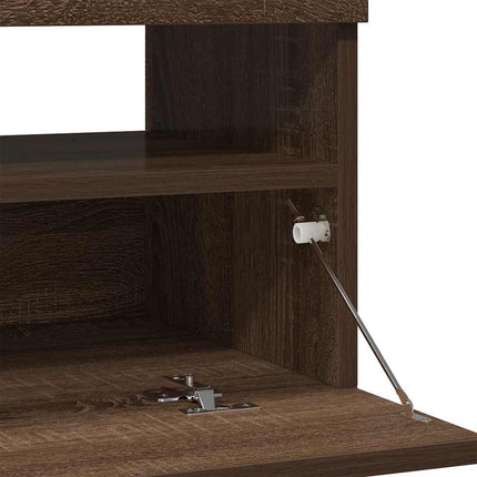 Tv-bänk med LED-belysning brun ek 80x35x40 cm