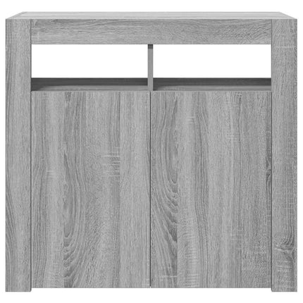 Skänk med LED-belysning grå sonoma 80x35x75 cm