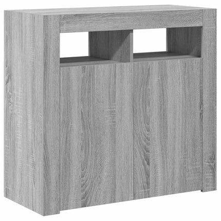Skänk med LED-belysning grå sonoma 80x35x75 cm