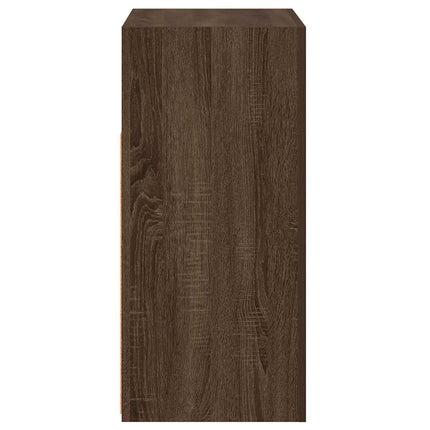 Skänk med LED-belysning brun ek 80x35x75 cm