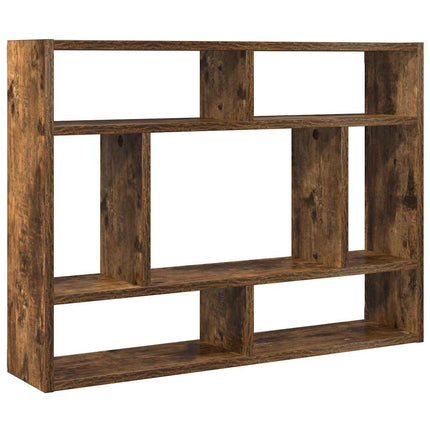 Vägghylla rökfärgad ek 75x16x55 cm konstruerat trä