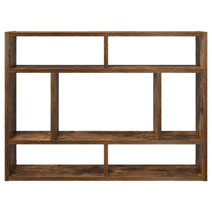 Vägghylla rökfärgad ek 75x16x55 cm konstruerat trä