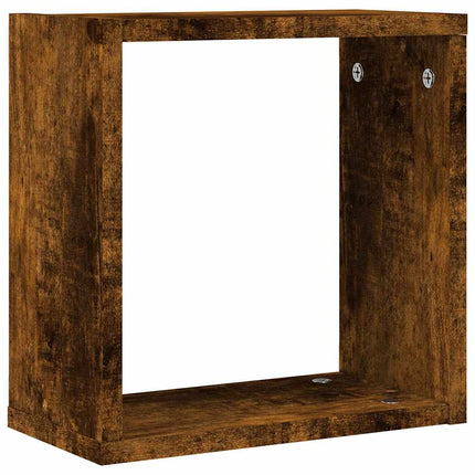 Väggkubhyllor 2 st rökt ek 30x15x30 cm