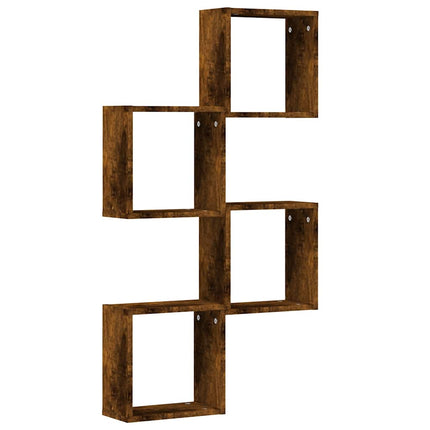 Väggkubhyllor 4 st rökt ek 30x15x30 cm