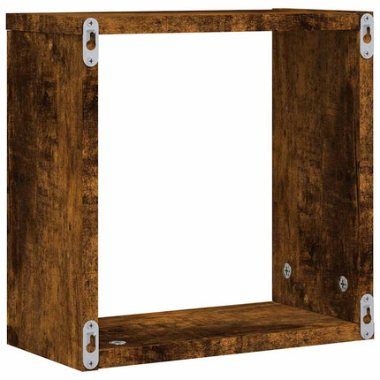 Väggkubhyllor 4 st rökt ek 30x15x30 cm