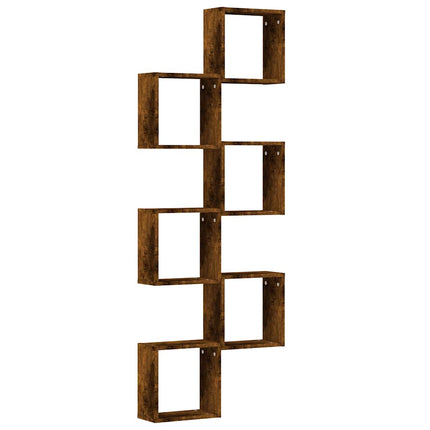 Väggkubhyllor 6 st rökt ek 30x15x30 cm