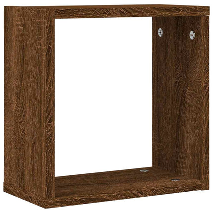 Väggkubhyllor 2 st brun ek 30x15x30 cm