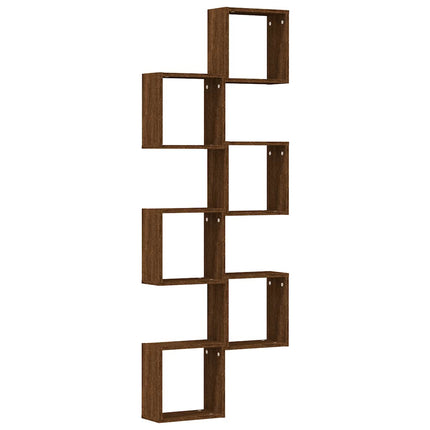 Vägghyllor 6 st, brun ek 30x15x30 cm