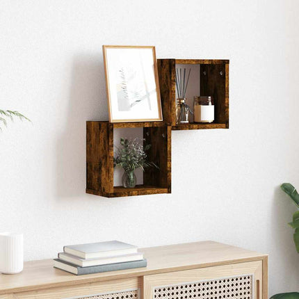 Vägg hyllor 2 pcs Rökt ek 26 x 15 x 26 cm Konstruerat trä