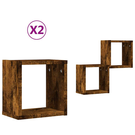 Vägg hyllor 2 pcs Rökt ek 26 x 15 x 26 cm Konstruerat trä