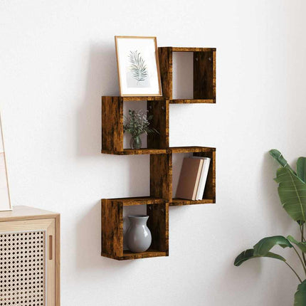 Vägg hyllor 4 pcs Rökt ek 26 x 15 x 26 cm Konstruerat trä