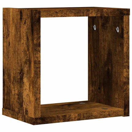 Vägg hyllor 4 pcs Rökt ek 26 x 15 x 26 cm Konstruerat trä