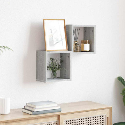 Vägg hyllor 2 pcs Grå Sonoma 26 x 15 x 26 cm Konstruerat trä