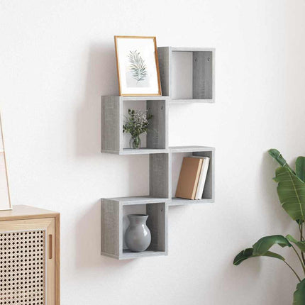 Vägg hyllor 4 pcs Grå Sonoma 26 x 15 x 26 cm Konstruerat trä