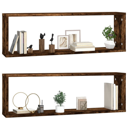 Vägghyllor 2 st rökfärgad ek 80x15x26,5 cm konstruerat trä