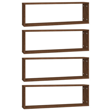 Vägghyllor 4 st brun ek 80x15x26,5 cm konstruerat trä