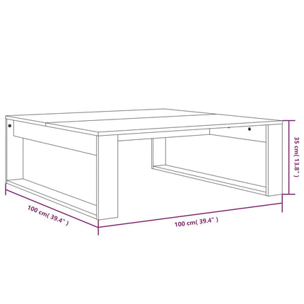 Soffbord rökfärgad ek 100x100x35 cm konstruerat trä