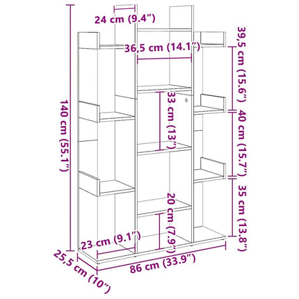Bokhylla rökfärgad ek 86x25,5x140 cm konstruerat trä