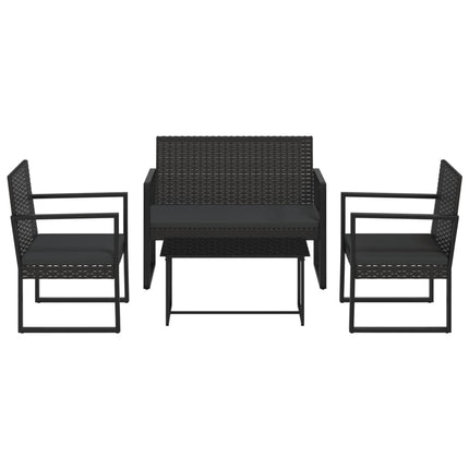 Loungegrupp för trädgården med dynor 4 delar svart konstrotting