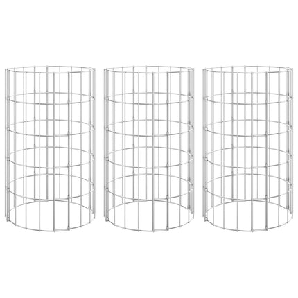 Planteringsgabion 3 st upphöjd rund galvaniserat stål Ø30x50 cm
