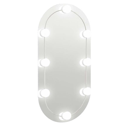 Spegel med LED-lampor 80x40 cm glas oval