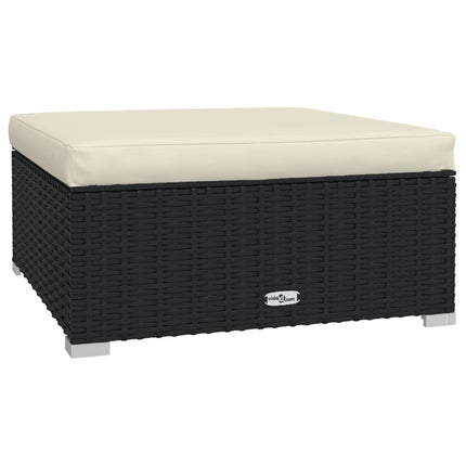 Loungegrupp för trädgården med dynor 5 delar konstrotting svart