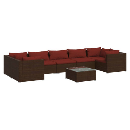 Loungegrupp med dynor 8 delar konstrotting brun