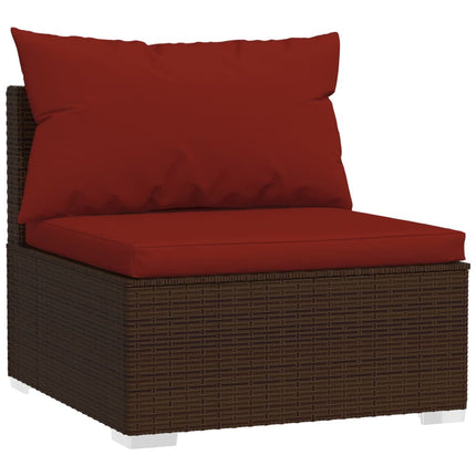 Loungegrupp med dynor 8 delar konstrotting brun