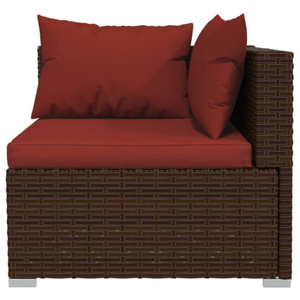 Loungegrupp med dynor 5 delar konstrotting brun