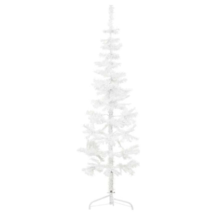 Smal halv plastgran med stativ vit 150 cm