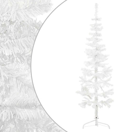 Smal halv plastgran med stativ vit 150 cm
