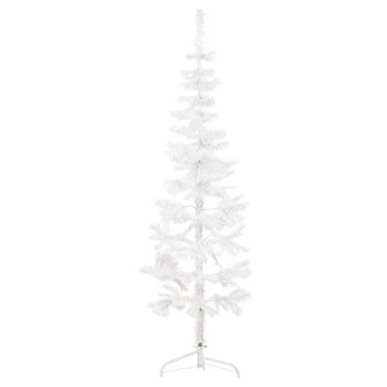 Smal halv plastgran med stativ vit 180 cm