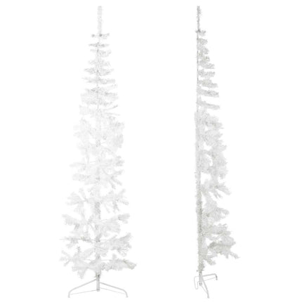 Smal halv plastgran med stativ vit 210 cm