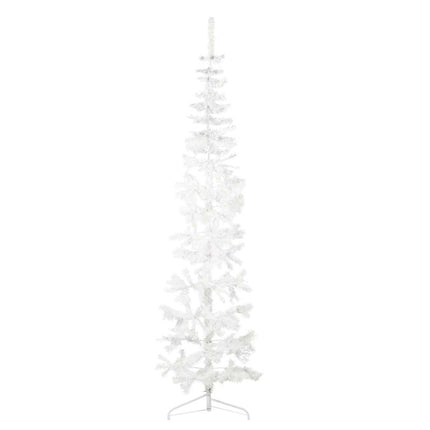 Smal halv plastgran med stativ vit 240 cm