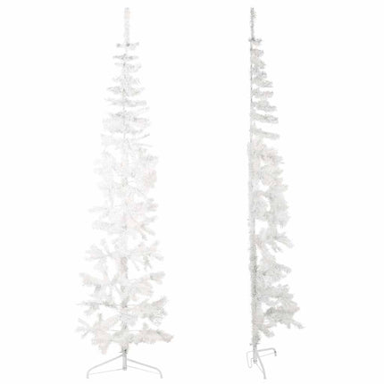 Smal halv plastgran med stativ vit 240 cm