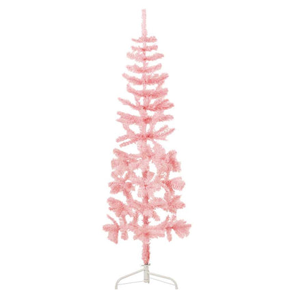 Smal halv plastgran med stativ rosa 120 cm