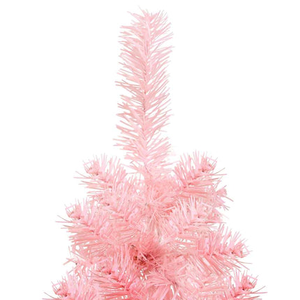 Smal halv plastgran med stativ rosa 180 cm
