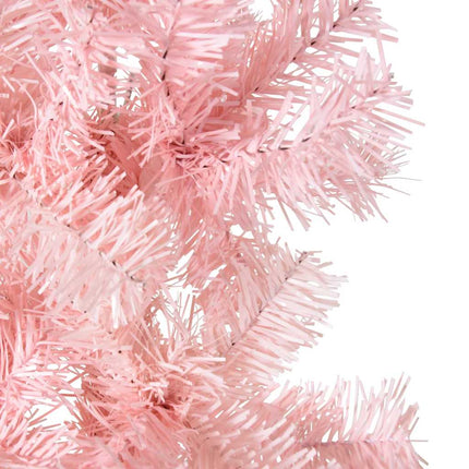 Smal halv plastgran med stativ rosa 180 cm
