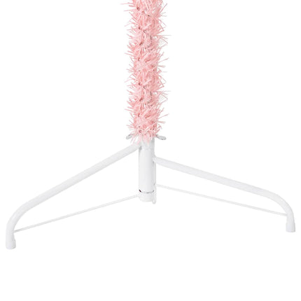 Smal halv plastgran med stativ rosa 240 cm