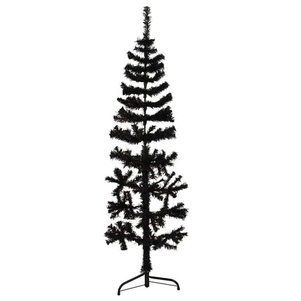 Smal halv plastgran med stativ svart 120 cm