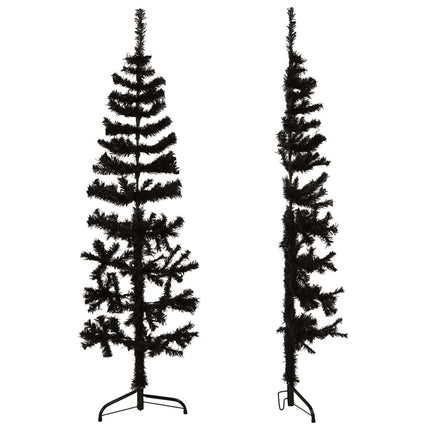 Smal halv plastgran med stativ svart 120 cm