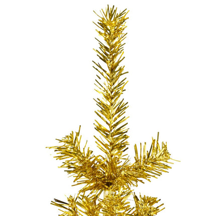 Smal halv plastgran med stativ guld 180 cm