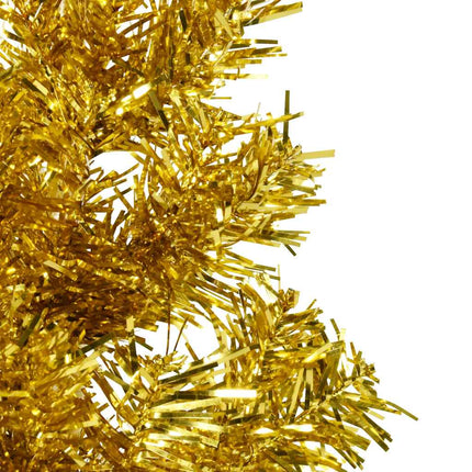 Smal halv plastgran med stativ guld 240 cm