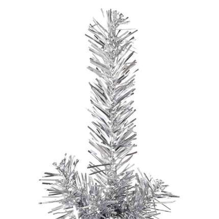Smal halv plastgran med stativ silver 180 cm