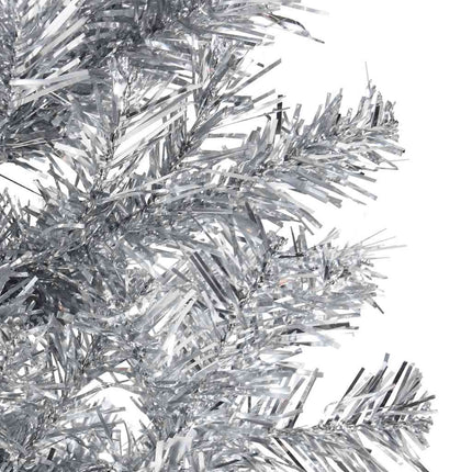 Smal halv plastgran med stativ silver 180 cm