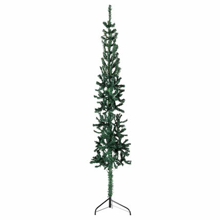 Smal halv plastgran med stativ grön 120 cm