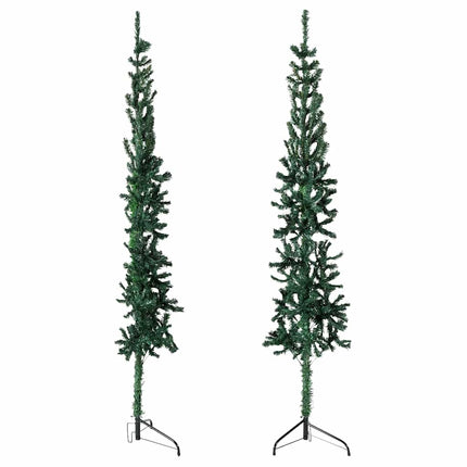 Smal halv plastgran med stativ grön 120 cm