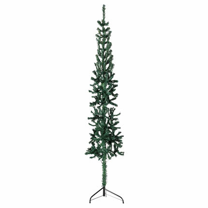 Smal halv plastgran med stativ grön 150 cm