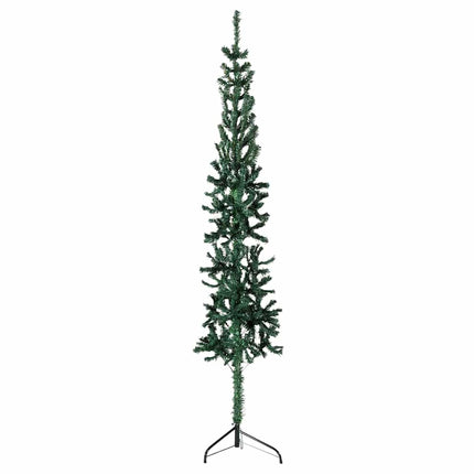 Smal halv plastgran med stativ grön 180 cm